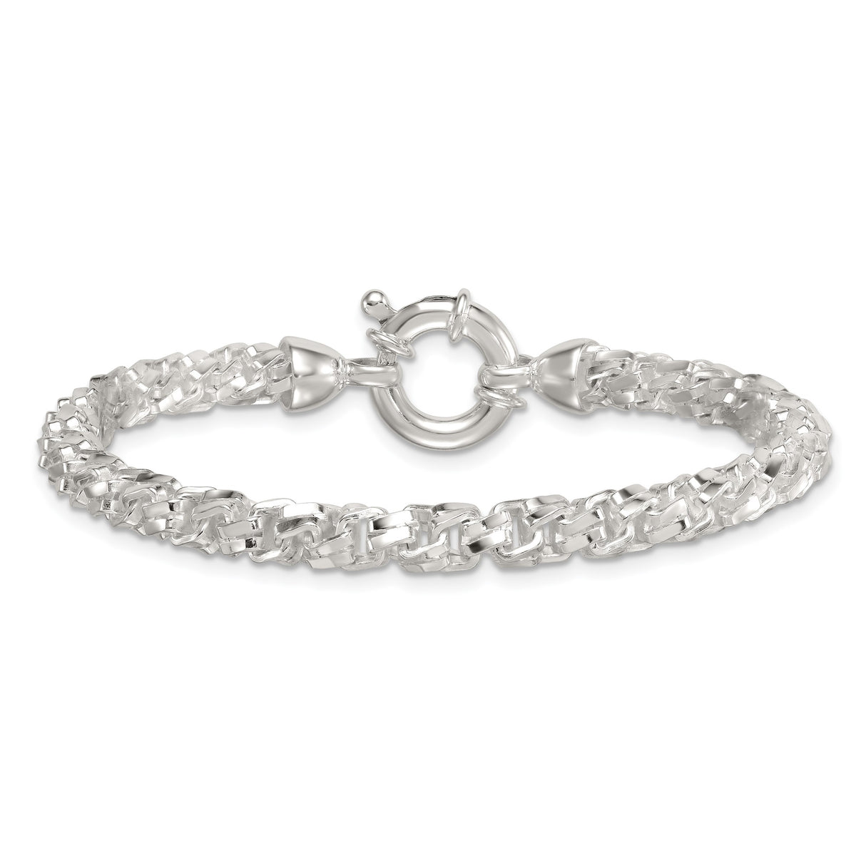 925 White Gold 5.6 mm Polished Chain Bracelet, Solid alternate angle