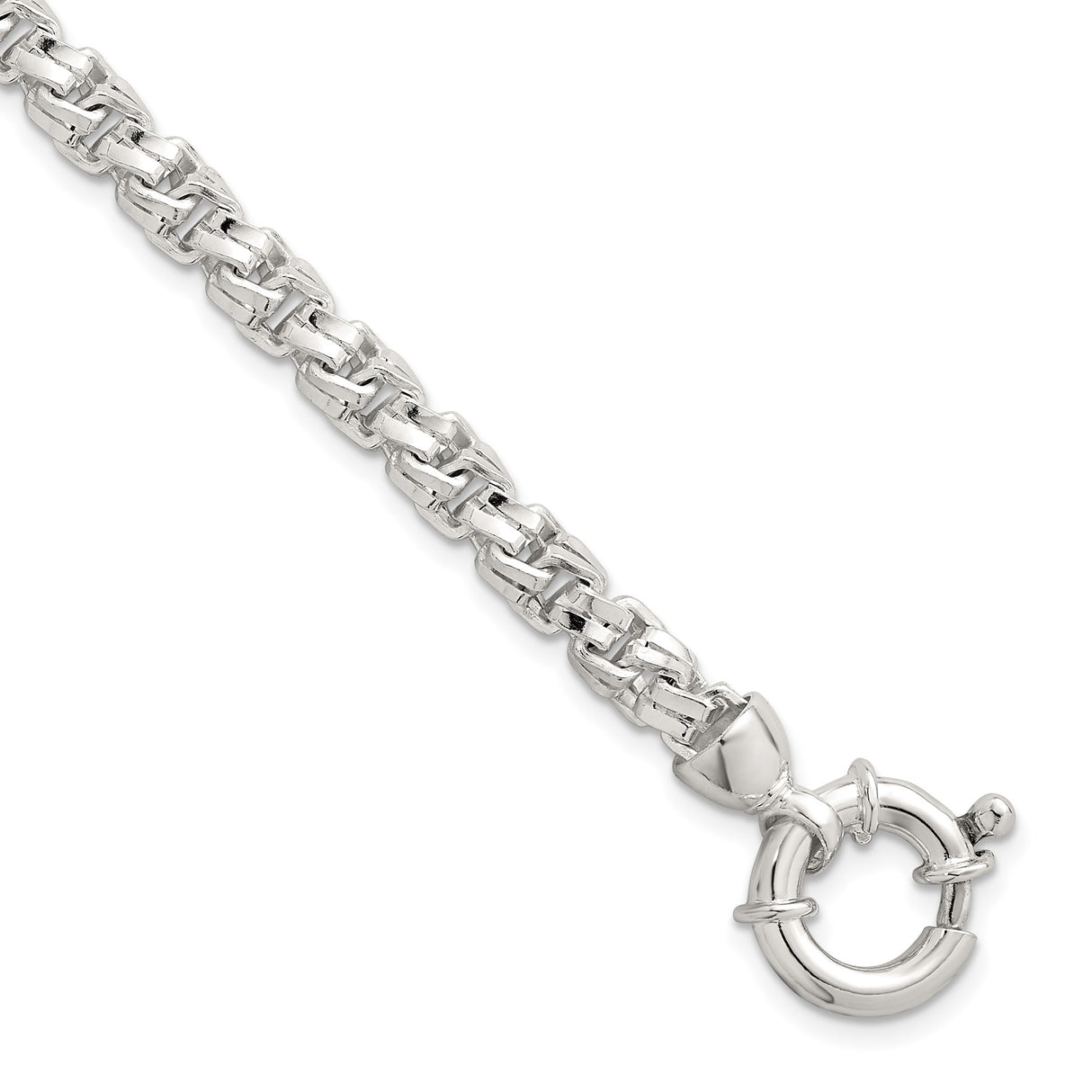 925 White Gold 5.6 mm Polished Chain Bracelet, Solid detail view