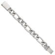 925 White Gold 17 mm Figaro Chain Bracelet, Polished