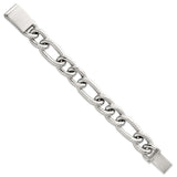 925 White Gold 17 mm Figaro Chain Bracelet, Polished