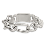 925 White Gold 17 mm Figaro Chain Bracelet, Polished alternate angle