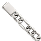 925 White Gold 17 mm Figaro Chain Bracelet, Polished shown for scale