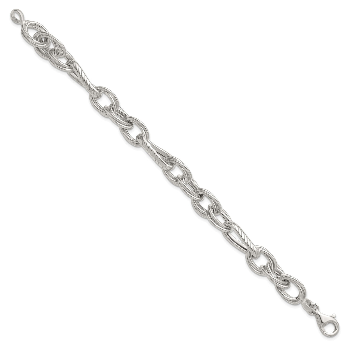 925 White Gold 11.6 mm Polished Chain Bracelet