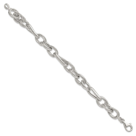 925 White Gold 11.6 mm Polished Chain Bracelet