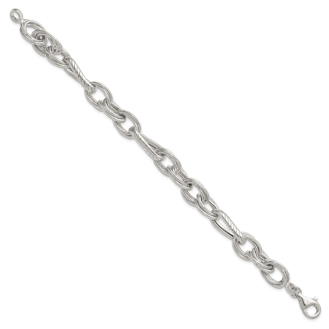 925 White Gold 11.6 mm Polished Chain Bracelet