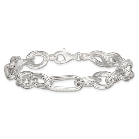 925 White Gold 11.6 mm Polished Chain Bracelet alternate angle