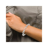 925 White Gold 11.6 mm Polished Chain Bracelet detail view