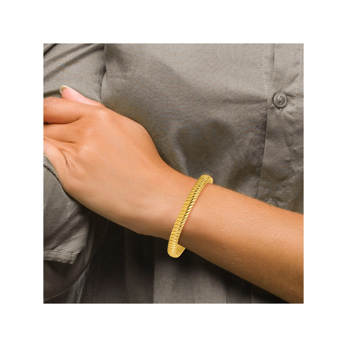 925 Gold tone Gold 5.6 mm Polished Chain Bracelet detail view