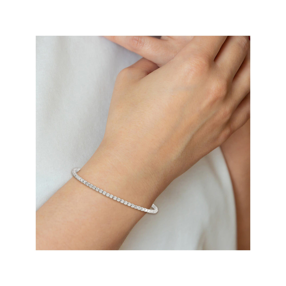 925 White Gold 2.6 mm Polished Chain Bracelet detail view