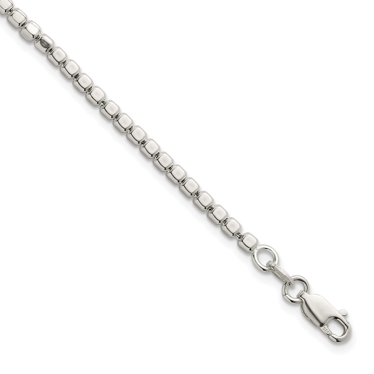 925 White Gold 2.6 mm Polished Chain Bracelet detail view