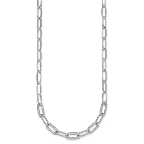 925 White Gold 5.3 mm Paperclip Chain Necklace, Polished