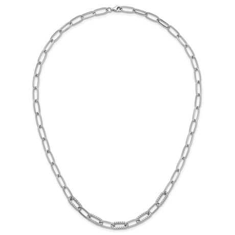 925 White Gold 5.3 mm Paperclip Chain Necklace, Polished alternate angle