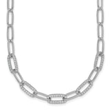 925 White Gold 5.3 mm Paperclip Chain Necklace, Polished detail view