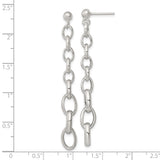 Sterling Silver Drop Earrings with Interlocking Oval Links, Lightweight Modern Dangle Design