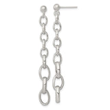 Sterling Silver Drop Earrings with Interlocking Oval Links, Lightweight Modern Dangle Design