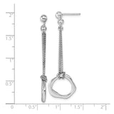 Sterling Silver Abstract Drop Earrings with Asymmetric Hoops and Dual Chain Dangles
