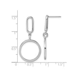 Sterling Silver Dangle Earrings with Elongated Oval Link and Open Circle Design