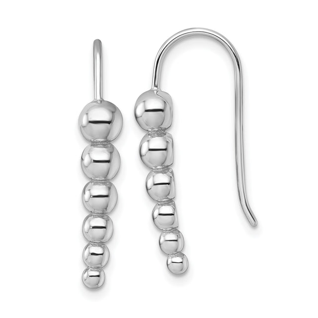 Sterling Silver Drop Earrings with Graduated Beads and High Polish Finish