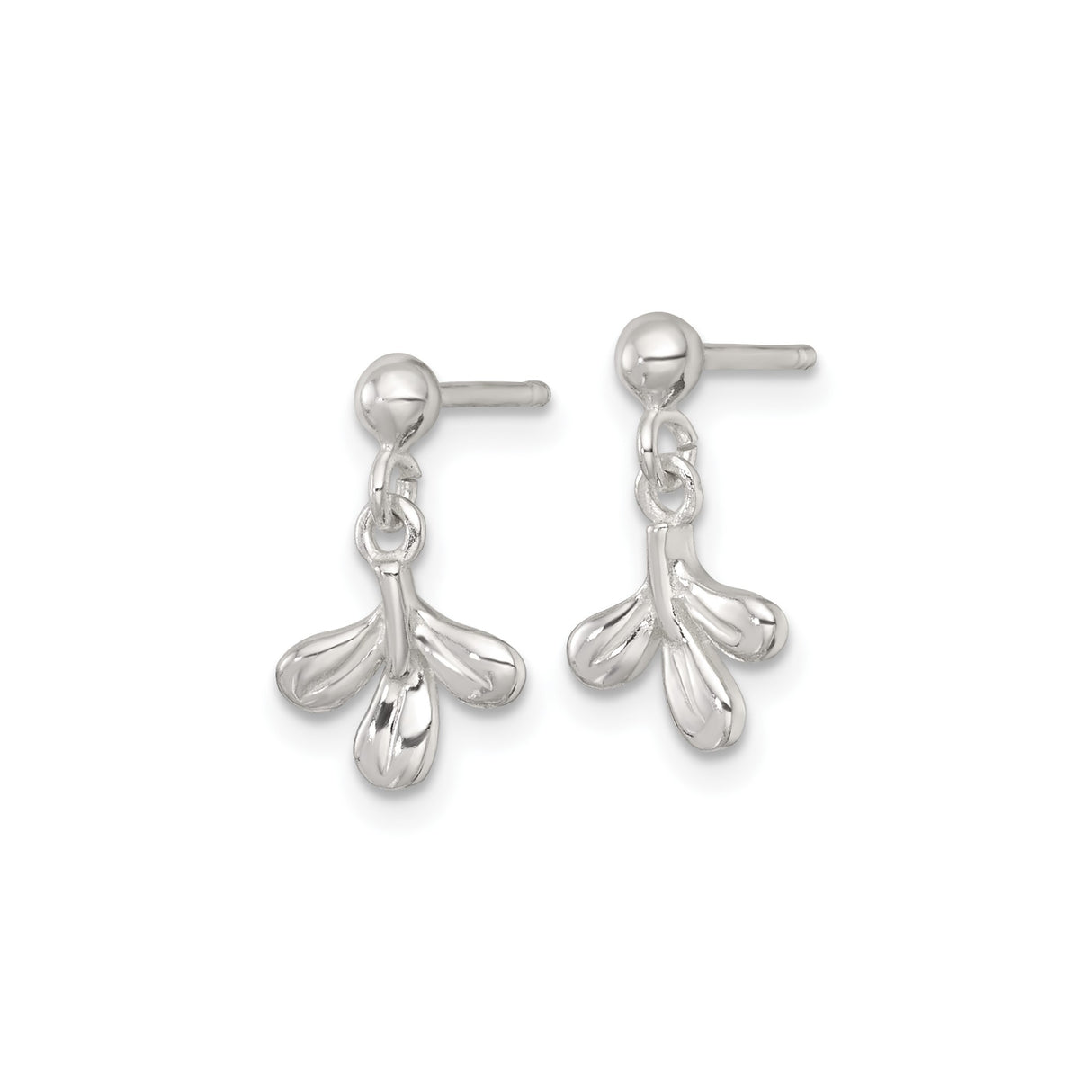 Sterling Silver Dangle Earrings with Three Leaf Design, Nature Inspired Jewelry for Women