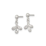 Sterling Silver Dangle Earrings with Three Leaf Design, Nature Inspired Jewelry for Women