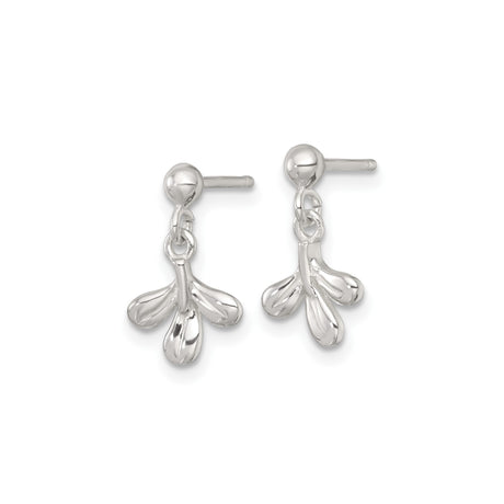 Sterling Silver Dangle Earrings with Three Leaf Design, Nature Inspired Jewelry for Women