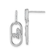 Sterling Silver Butterfly Dangle Earrings with Cubic Zirconia, Oval Drop Design