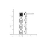 Sterling Silver Dangle Earrings with Black Square Cut Stone, Geometric Pyramid Drop Design