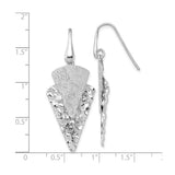 Sterling Silver Dangle Earrings with Layered Abstract Arrowhead Shapes, Hammered and Brushed Finish