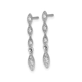 Sterling Silver Drop Dangle Earrings with Cubic Zirconia, Marquise Link Design