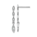 Sterling Silver Drop Dangle Earrings with Cubic Zirconia, Marquise Link Design