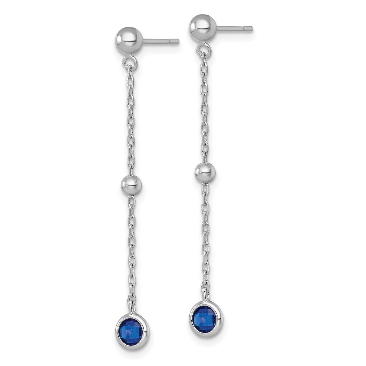 Sterling Silver Dangle Earrings with Cubic Zirconia and Long Delicate Chain Design