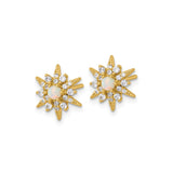 Sterling Silver Starburst Stud Earrings with Lab Created Opal and Cubic Zirconia, Sun Motif Design