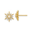 Sterling Silver Starburst Stud Earrings with Lab Created Opal and Cubic Zirconia, Sun Motif Design