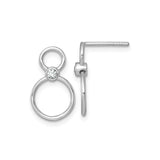 Sterling Silver Stud Earrings with Cubic Zirconia, Double Circle Interlocking Loop Design