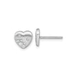 Sterling Silver Heart Stud Earrings with Brushed Finish and Cubic Zirconia Accents