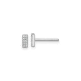 Sterling Silver Bar Stud Earrings with Cubic Zirconia, Minimalist Geometric Design for Women
