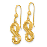 Sterling Silver Infinity Dangle Earrings with Textured Beading Hook Design