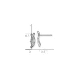 Sterling Silver Ribbon Earrings with Cubic Zirconia, Twisted Design Studs for Women