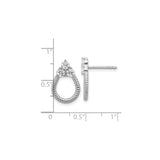 Sterling Silver Twisted Hoop Earrings Three CZ Clusters