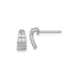 Sterling Silver Stud Earrings with Cubic Zirconia, Tapered Three Row Pave Design