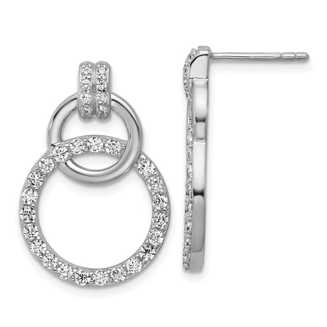 Sterling Silver Double Interlocking Circle Stud Earrings with Cubic Zirconia Pavé
