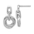 Sterling Silver Drop Earrings with Interlocking Circles and Cubic Zirconia Pavé Twist Design