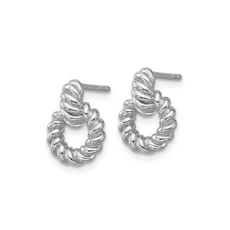 Sterling Silver Rhodium Plated Twisted Rope Stud Earrings