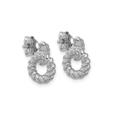 Sterling Silver Rhodium Plated Twisted Rope Stud Earrings