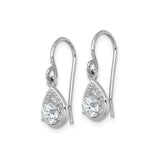 Sterling Silver Teardrop Dangle Earrings with Cubic Zirconia, Rhodium Plated Hook Style