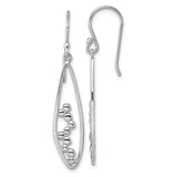 Sterling Silver Dangle Earrings with Open Marquise Teardrop Design and Polished Beads