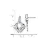 Sterling Silver Dangle Earrings with Cubic Zirconia, Open Teardrop and Square Design