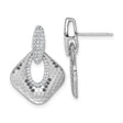 Sterling Silver Dangle Earrings with Cubic Zirconia, Open Teardrop and Square Design