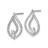 Sterling Silver Teardrop Flame Stud Earrings Marquise Cut