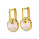 Sterling Silver Dangle Earrings with Mother-of-Pearl Inlay, Modern Minimalist Design